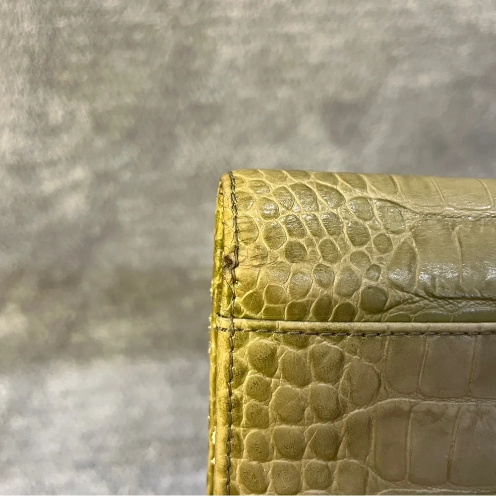 Lauren Ralph Lauren croc embossed wallet green yellow with insert